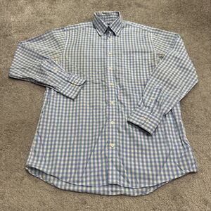 Charles Tyrwhitt Jermyn No Iron Dress Shirt Men Medium Blue White Check Cotton